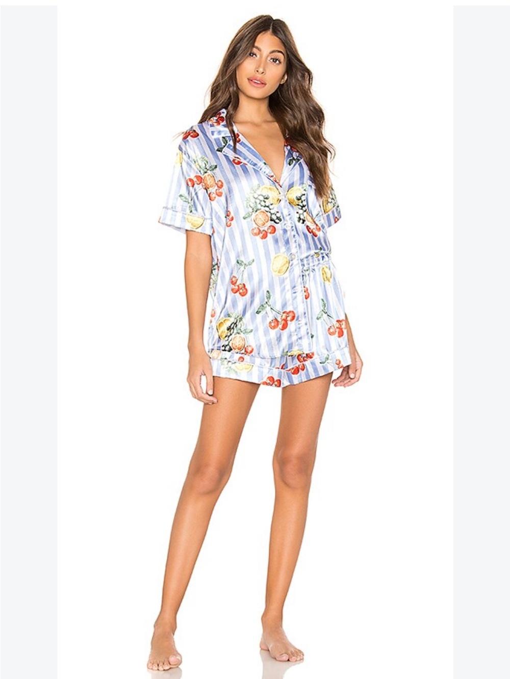 Show Me Your Mumu Slumber PJ Set in Heather Fruit Basket Stripe - Size L